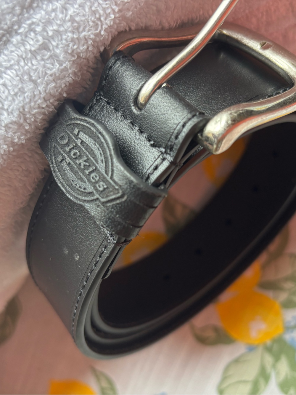 Dickies Men's Black Leather Belt with Silver Buckle size 42-44 XL excellent